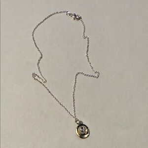 Silver Two-Tone Disc Pendant Necklace